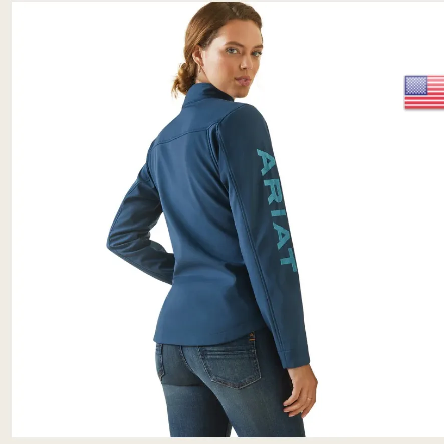 NWOT Women’s Ariat Team Softshell Jacket Deep Petroleum Blue Size M Western - Image 2