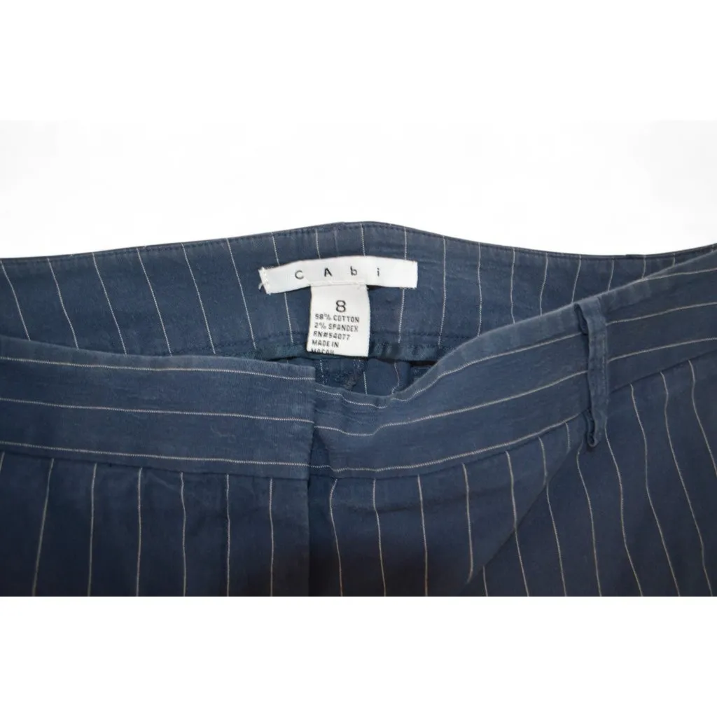 Cabi Women’s Navy Pinstripe Pants Size: 8 Dress Slacks Cotton Blend - Image 4