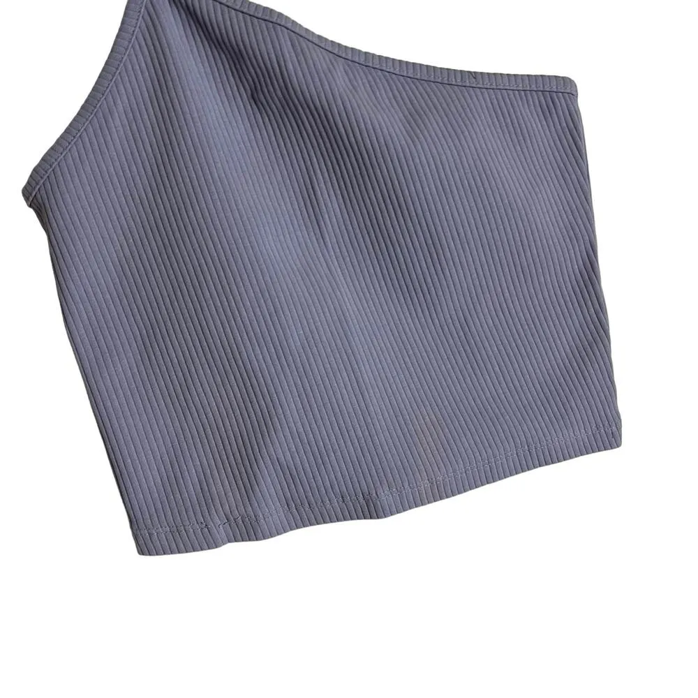 Madewell Periwinkle Blue Purple One-Shoulder Crop Tank Top Size M - Image 5