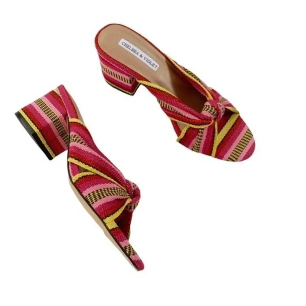 Chelsea & Violet Sandals Gia Knot Stripe Fabric Mules Size 5.5 NWT - Image 4
