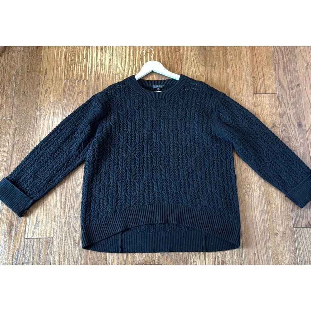 Rag & Bone 100% wool Divya cable crochet knit sweater large - Image 13