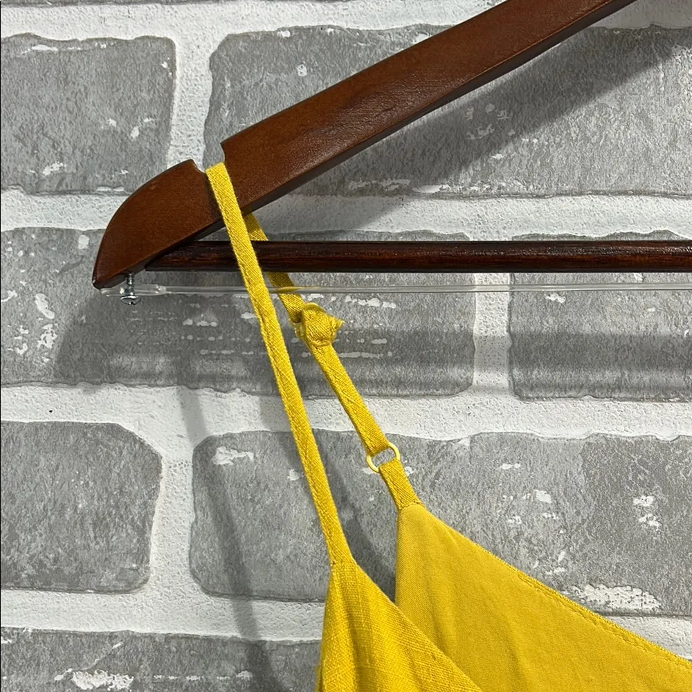 The Impeccable Pig Mustard Yellow Linen Blend Mini Dress Women’s Size Large EUC - Image 5