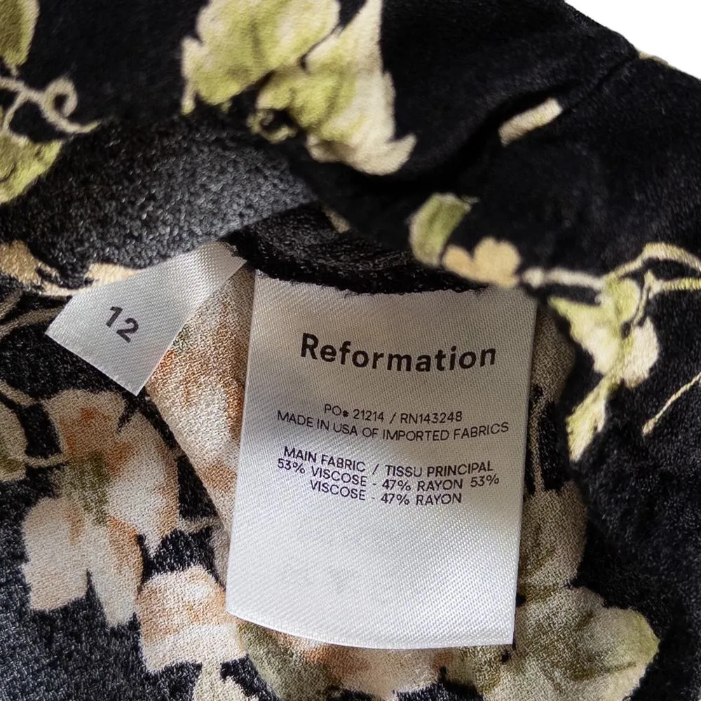 Reformation NEW Florian Short Sleeve Faux Wrap Crop Top Arielle Black Cream 12 - Image 9