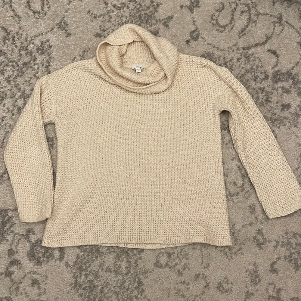 J.Jill  Cream Cowl Neck Knit Sweater Size Small Cotton Blend - Image 5