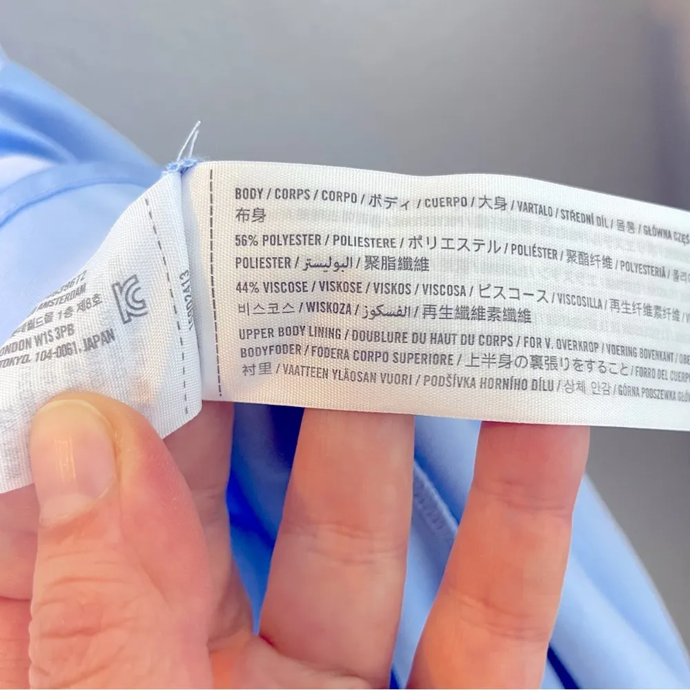 BNWT! ABERCROMBIE & FITCH Elegant Blue Deep V Satin Dress Size XLT - Image 8