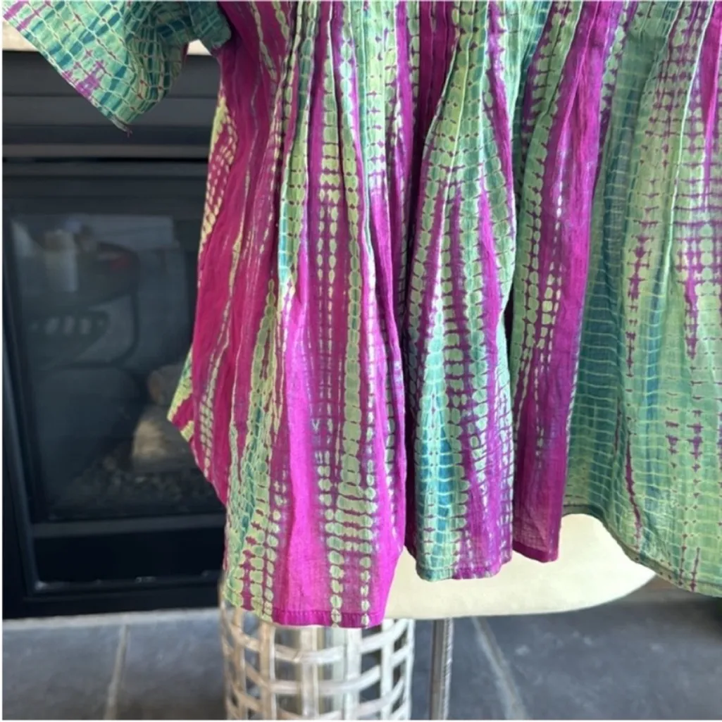 Rebecca Minkoff flutter sleeve tie-dyed detailed split neck top - Image 7