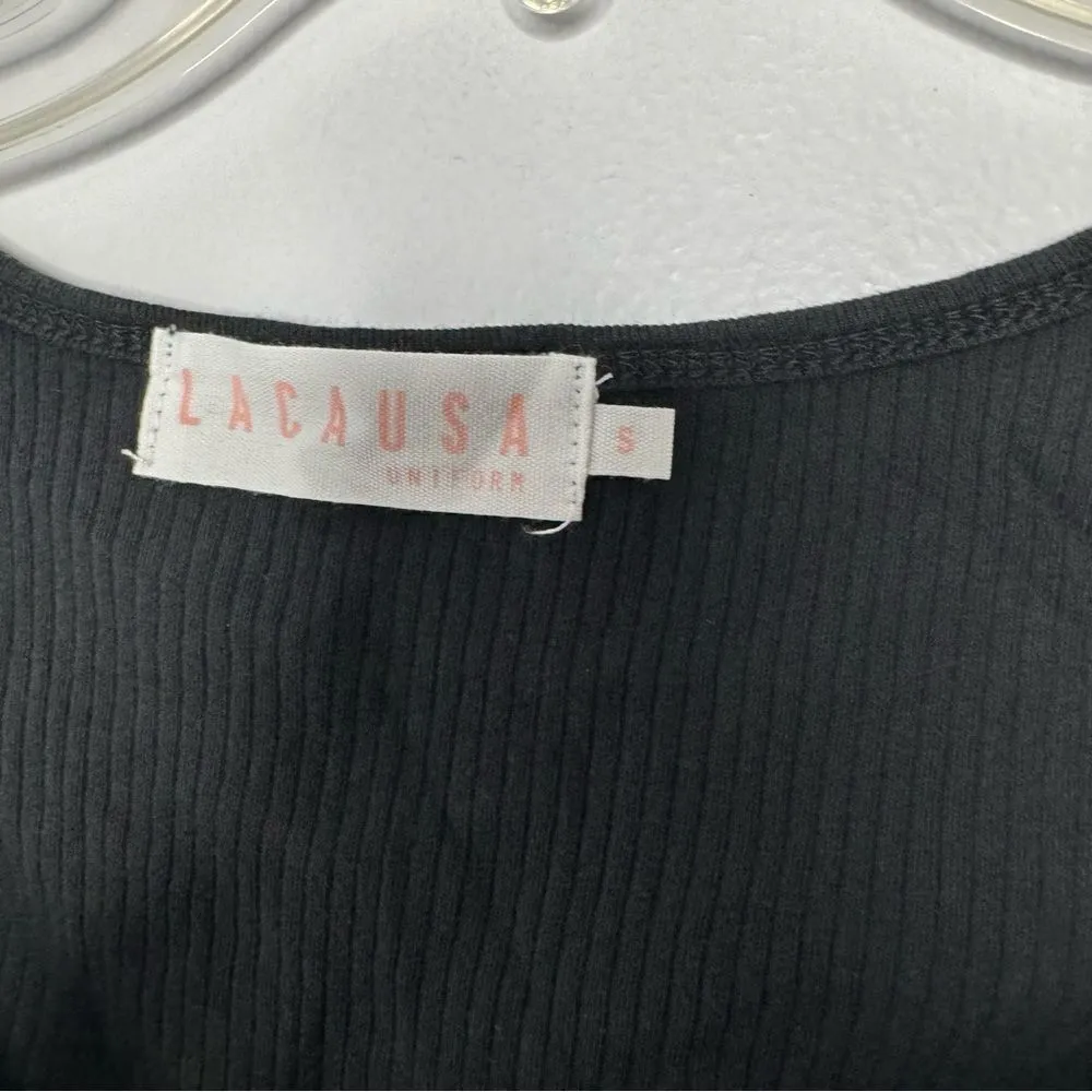 LACAUSA black cropped tank top size small - Image 4
