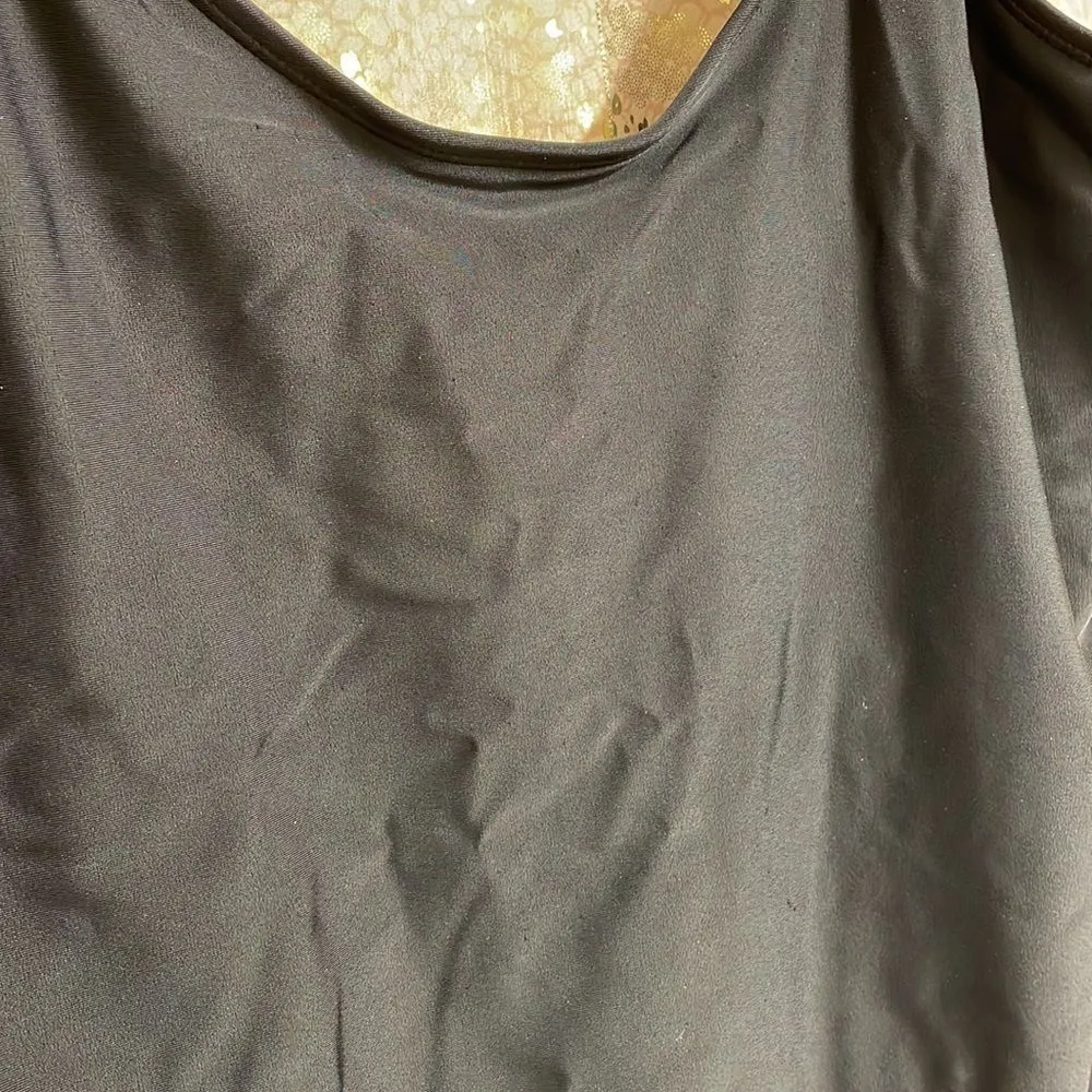 No Boundaries plain black high cut one piece swimsuit, size XL (15-17) - Image 2