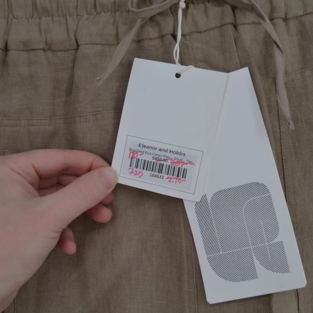 NEW Maria Cher Eva Linen Cargo Pants Tan Lightweight Straight Relaxed Women's S - Image 6