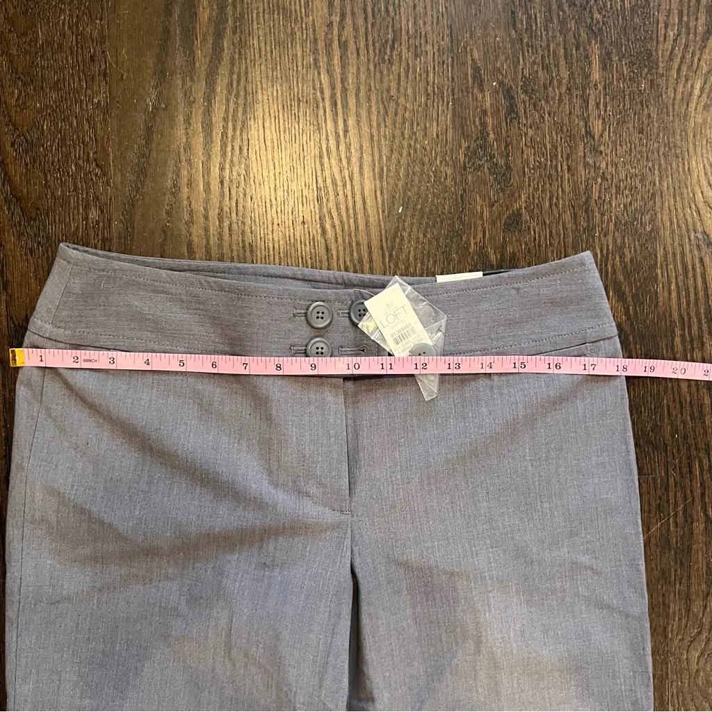 LOFT Wide Legged Cuffed Gray Trousers Size 8P NWT - Image 4