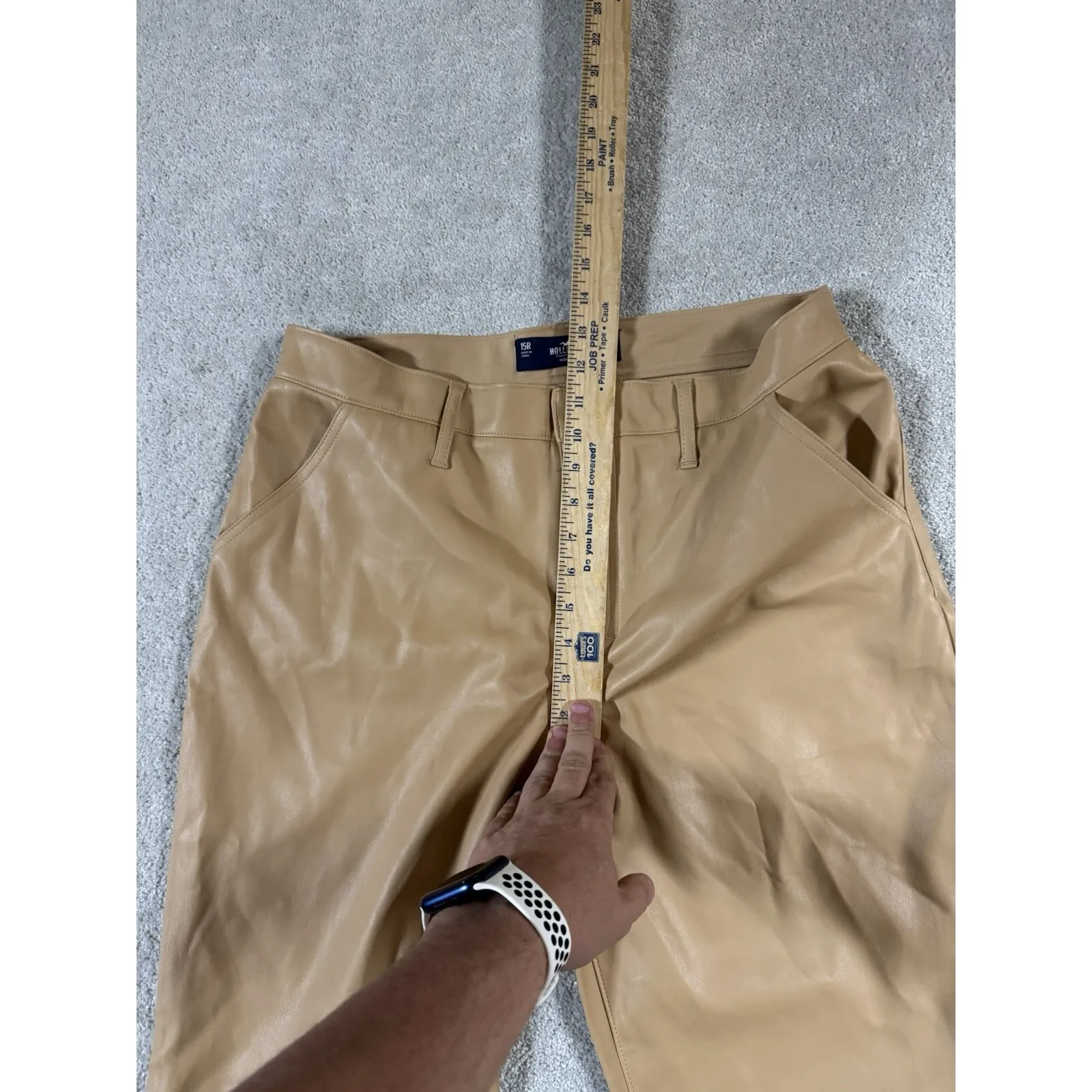 Hollister Brown Faux Leather‎ Fleece Lined Mid Rise Straight Leg Pants 15 R NWOT - Image 8