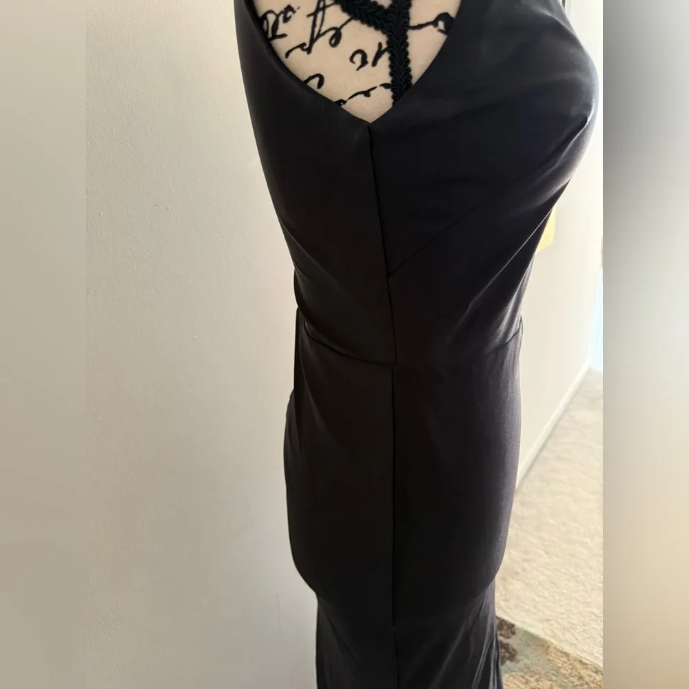 Nicki B One Shoulder Sheer Cut Side Slit Black Formal Gown Size M - Image 8