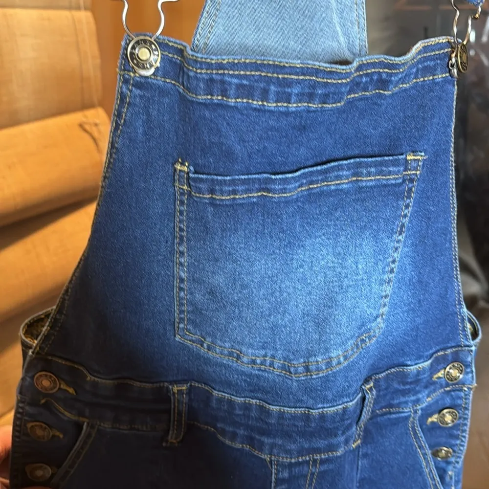 LAPIS LOFT WOMEN'S ADJUSTABLE STRAP DENIM LOOSE WIDE LEG OVERALLS Size Small Blue - Image 5