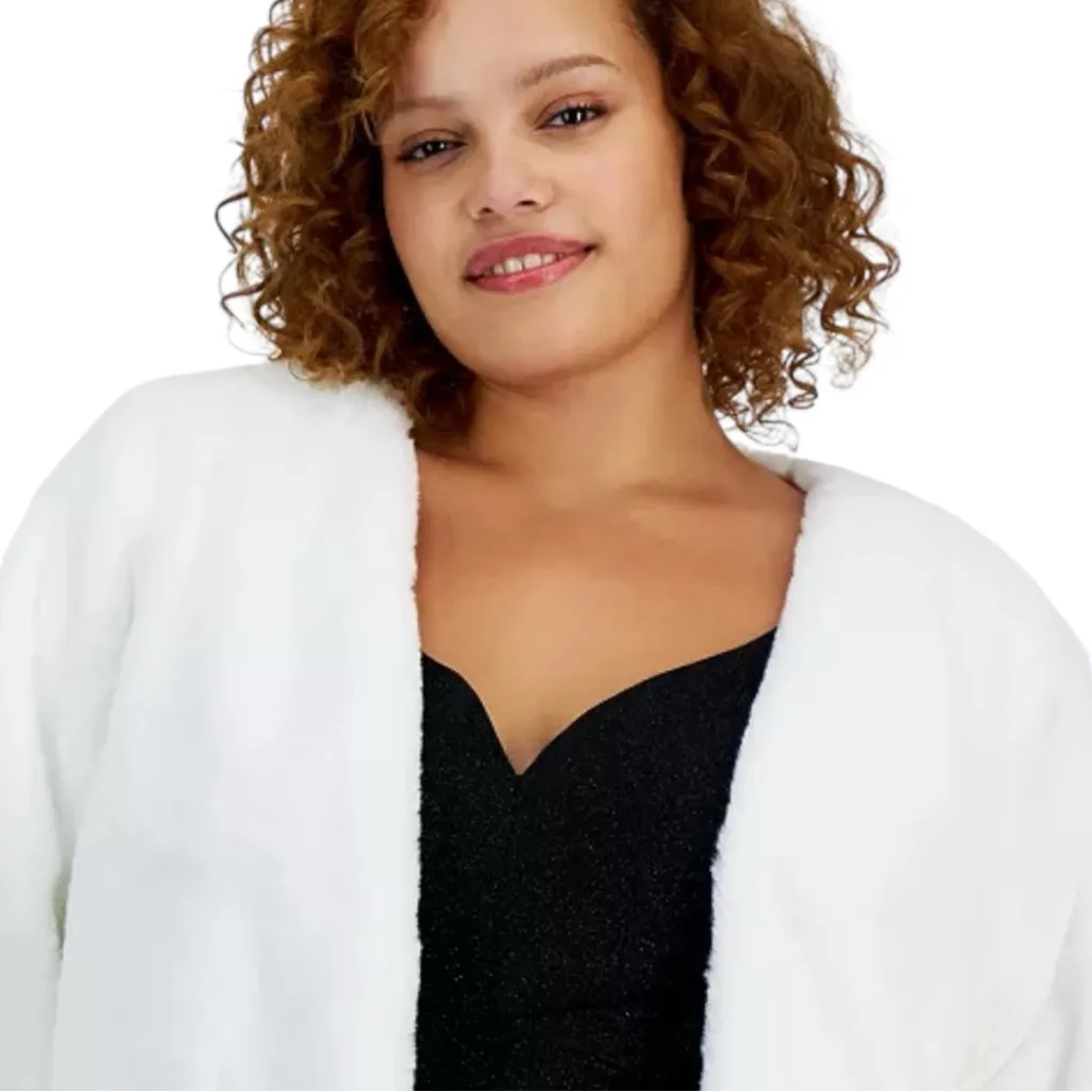 BCX White Faux Fur Evening Jacket - Image 3