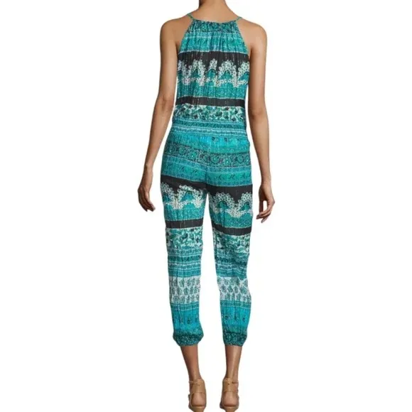 Calypso St Barth Jumpsuit XS Blue Black Paisley Print Spaghetti Strap - Image 6