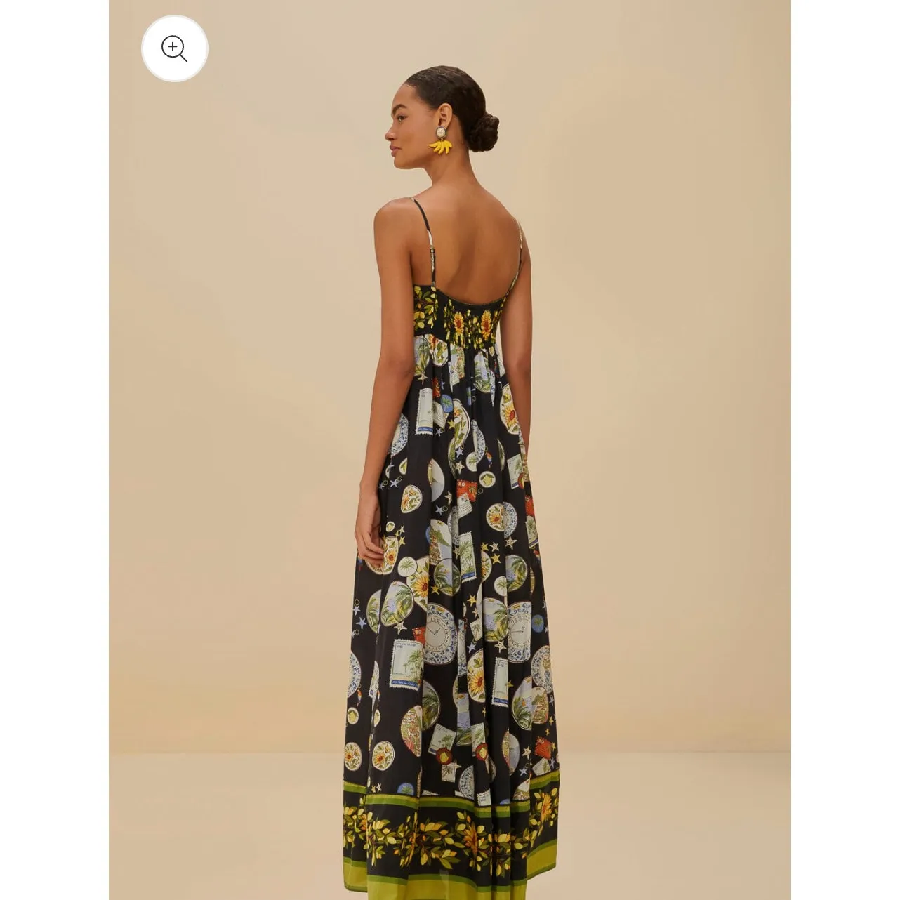 NWT Farm Rio Trip Souvenir Black Maxi Dress Sunflower Print Size S - Image 14