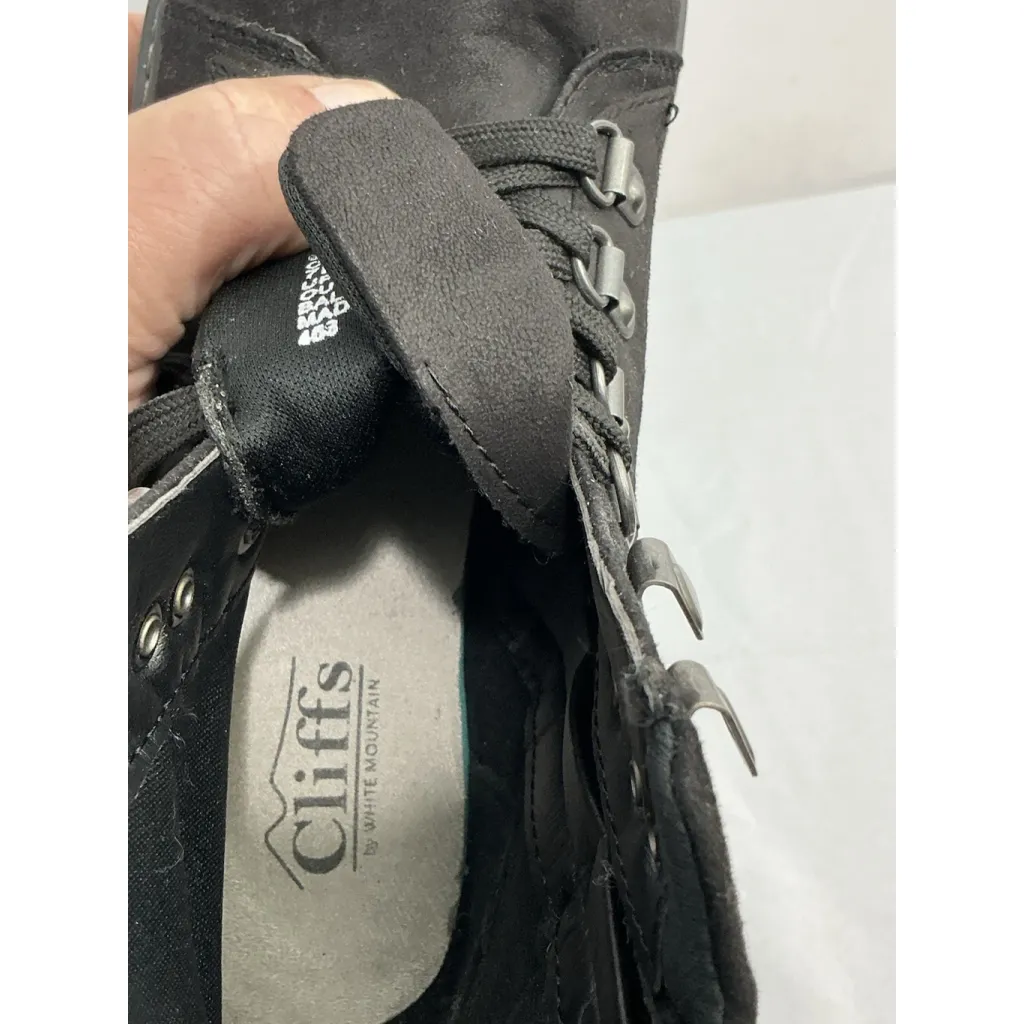 Womans Cliffy By White Mountain Maximal Combat Ankle Boots 7 M Black Lace Up Zip - Image 8