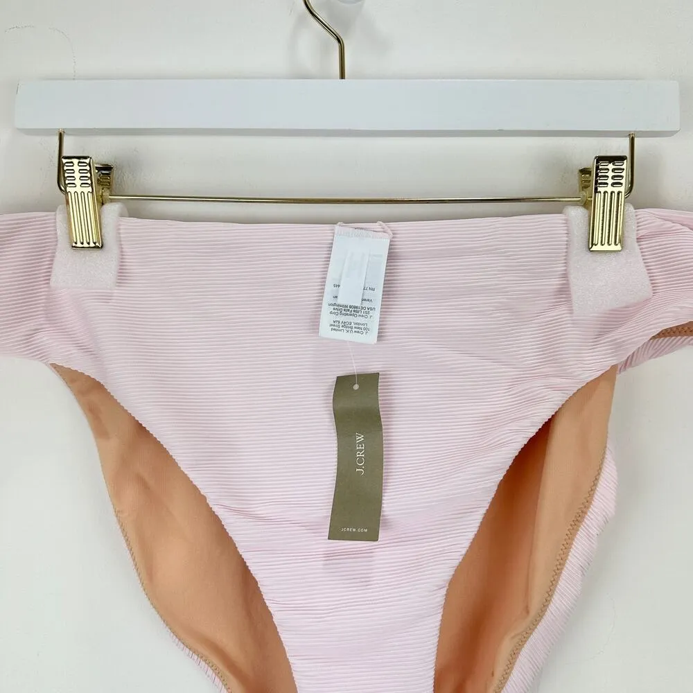 J.Crew Ribbed High Rise Cheeky Bikini Bottom Pink Beach Coastal Retro XXL NWT - Image 3