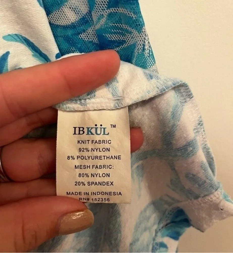 Ladies IBKUL Pineapple Turquoise Long Sleeve Mock Golf Tennis Shirt - Image 6