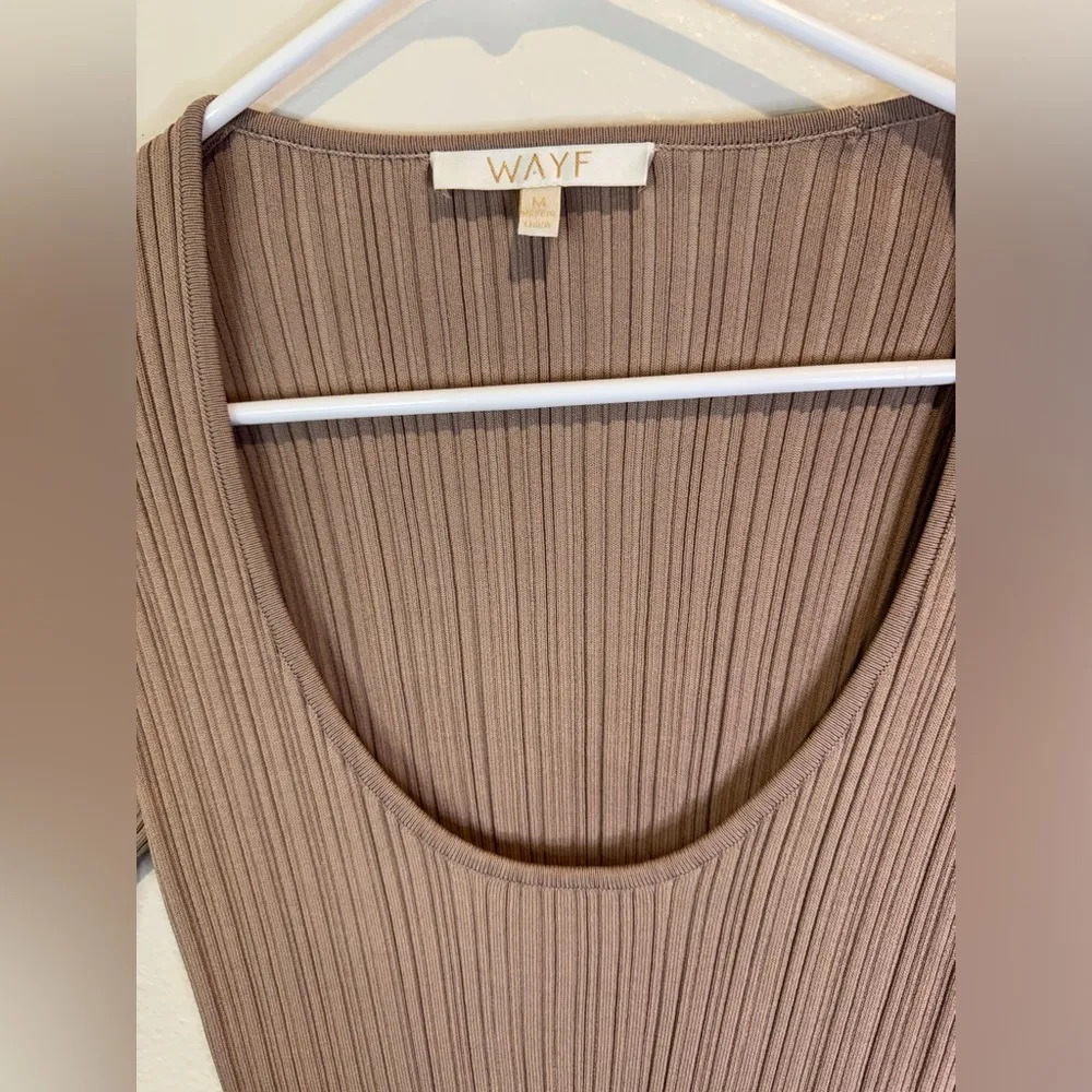WAYF NWT Women’s Alexi Long Sleeve Rib‎ Mauve Elegant Tan Ribbed Dress Size M - Image 4