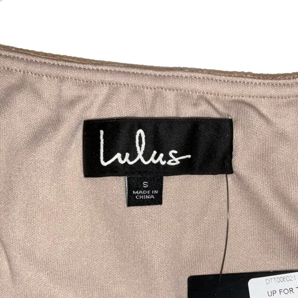 NWT Lulus Up For The Night Champagne Velvet Short Sleeve Bodysuit S - Image 4