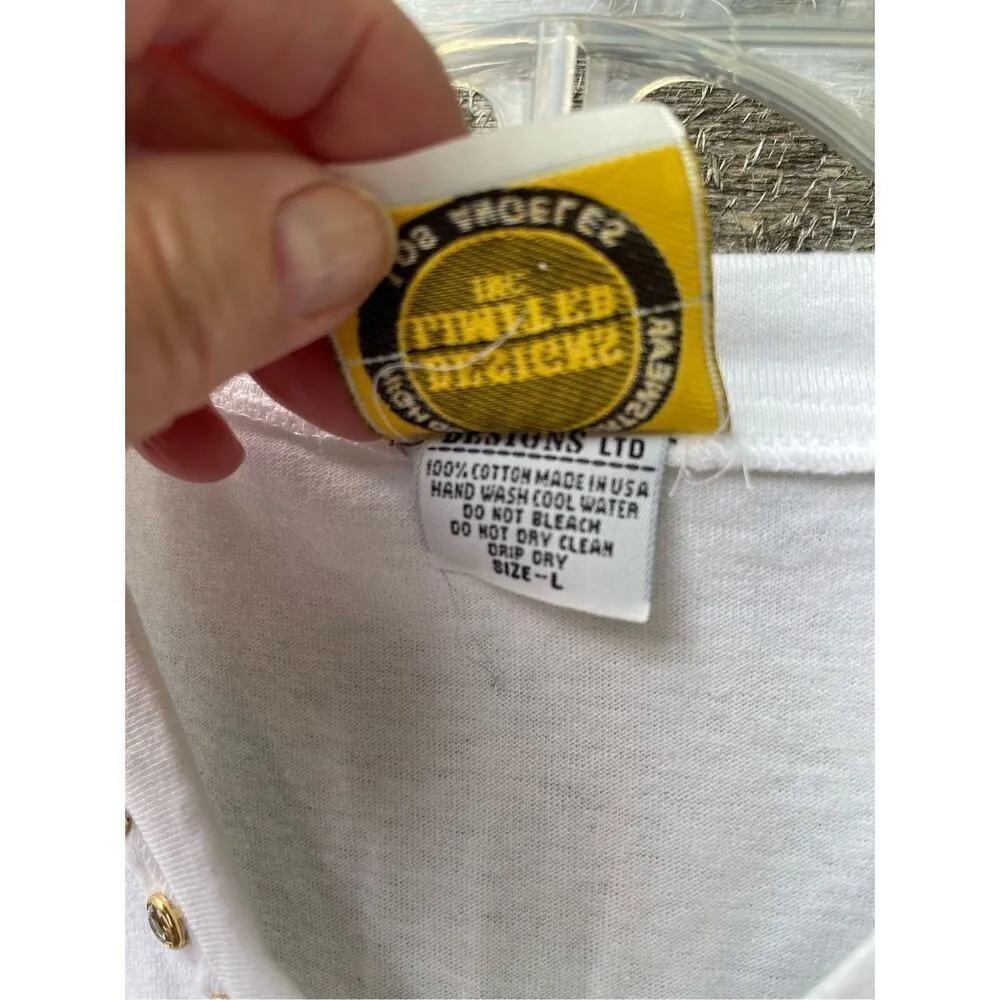 Vintage Designs Limited size L oversized eclectic grandma top. White Size L - Image 5