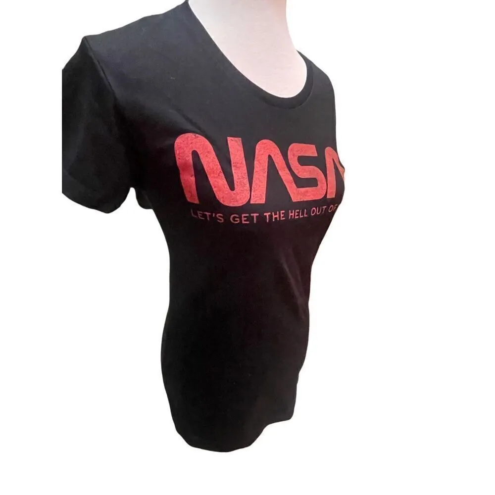 NASA Women’s “Let’s Get the Hell Out of Here” Headline Black Graphic T - Image 3