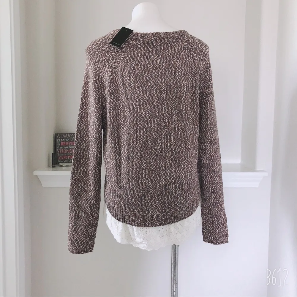 Tart Crew Neck Eyelet Hem Sweater in Tan Grey, Size L New w/Tag Retail $154 - Image 6