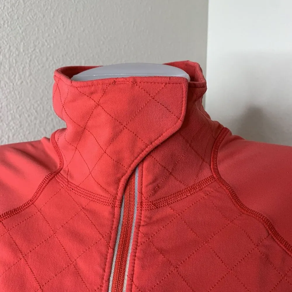 Lululemon Toasty Tech Quilted Elbow Love Red Coral 1/2 Zip Jacket Coat Sz 2 - Image 12