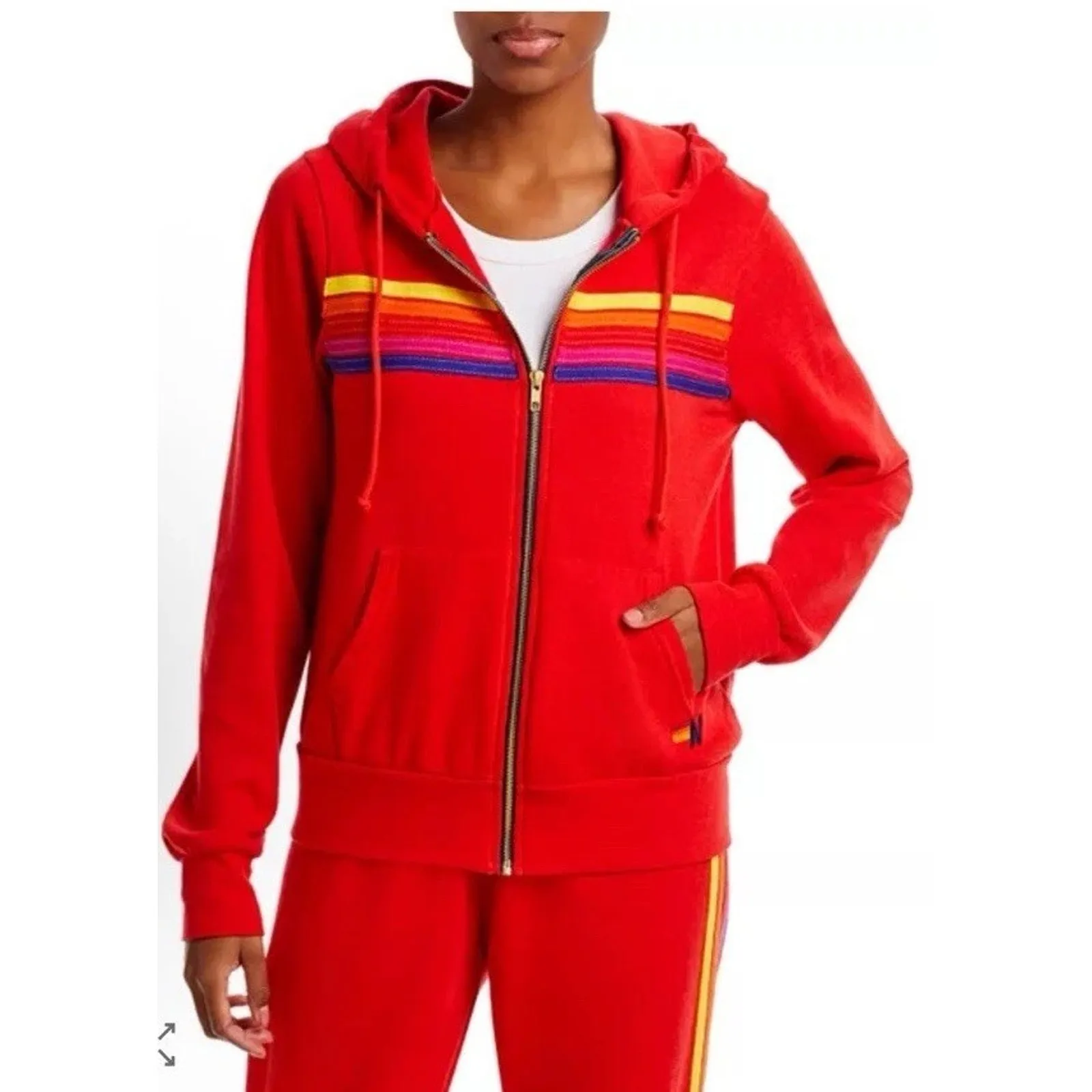 Aviator Nation Red 5 Stripe Zip Up Hoodie Sz XL NWT $189 - Image 2