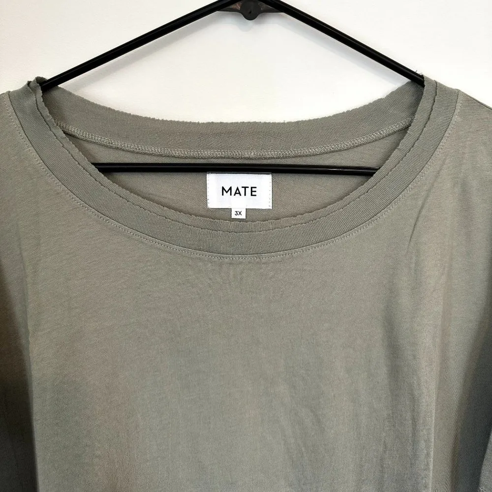 NWT MATE the Label Sage Organic Cotton Raw Neck Boxy Tee - Size 3X - Image 3