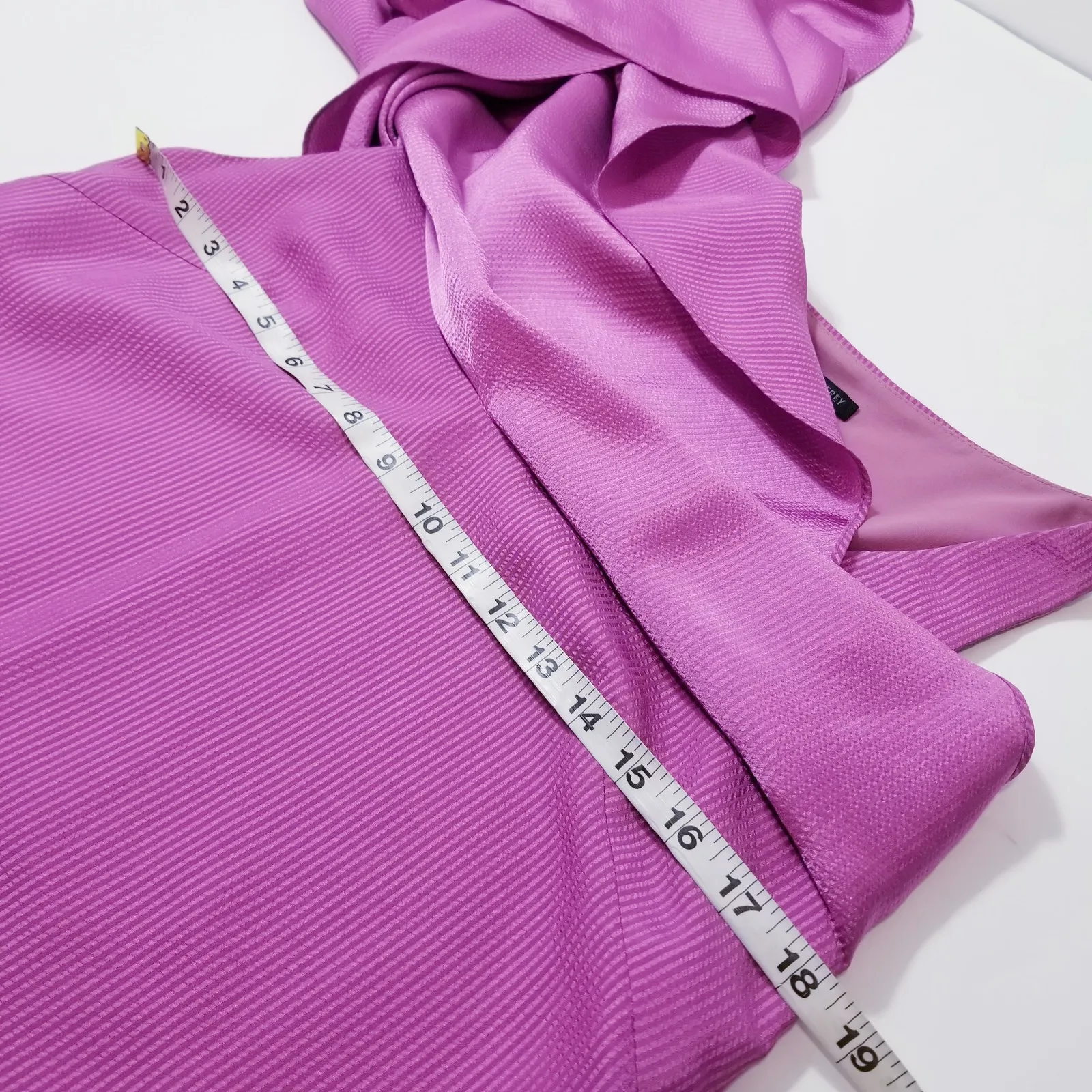 Jay Godfrey Magenta Asymmetrical Sleeves Overlay Shift Dress V-Neckline - Image 6