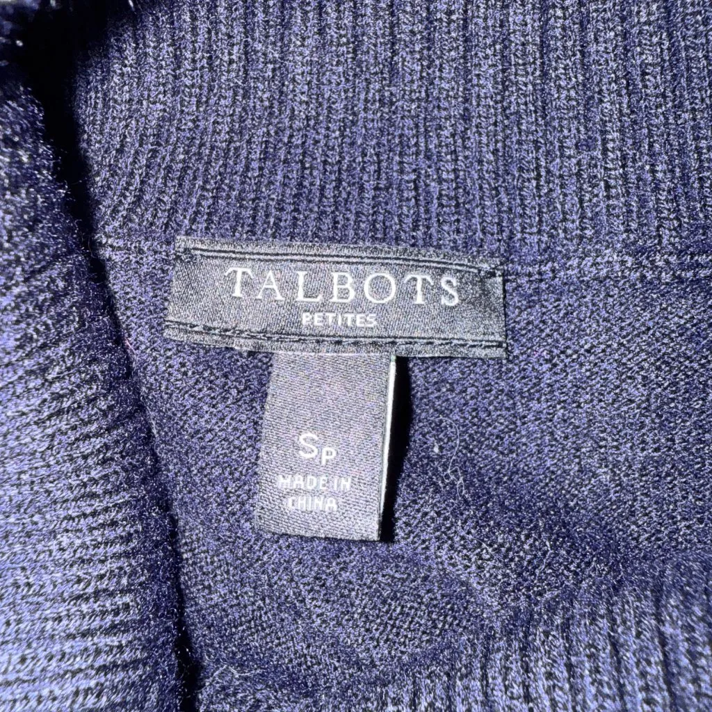 Talbots Petites dark blue long sleeve pullover turtleneck Christmas sweater SP - Image 8