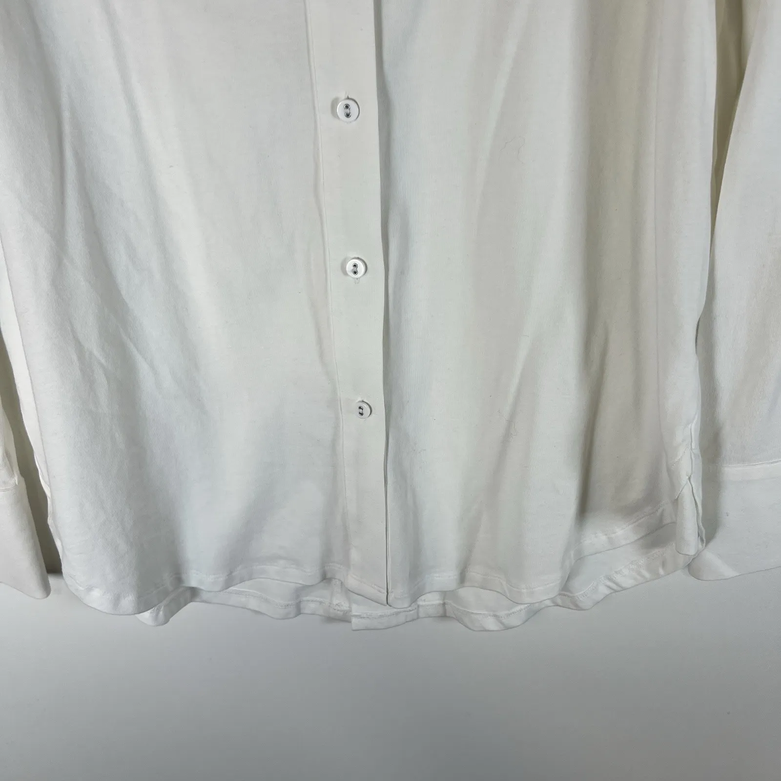 Tyler Boe Womens Long Sleeve Button Up White Collared Shirt Medium Cotton Work - Image 3