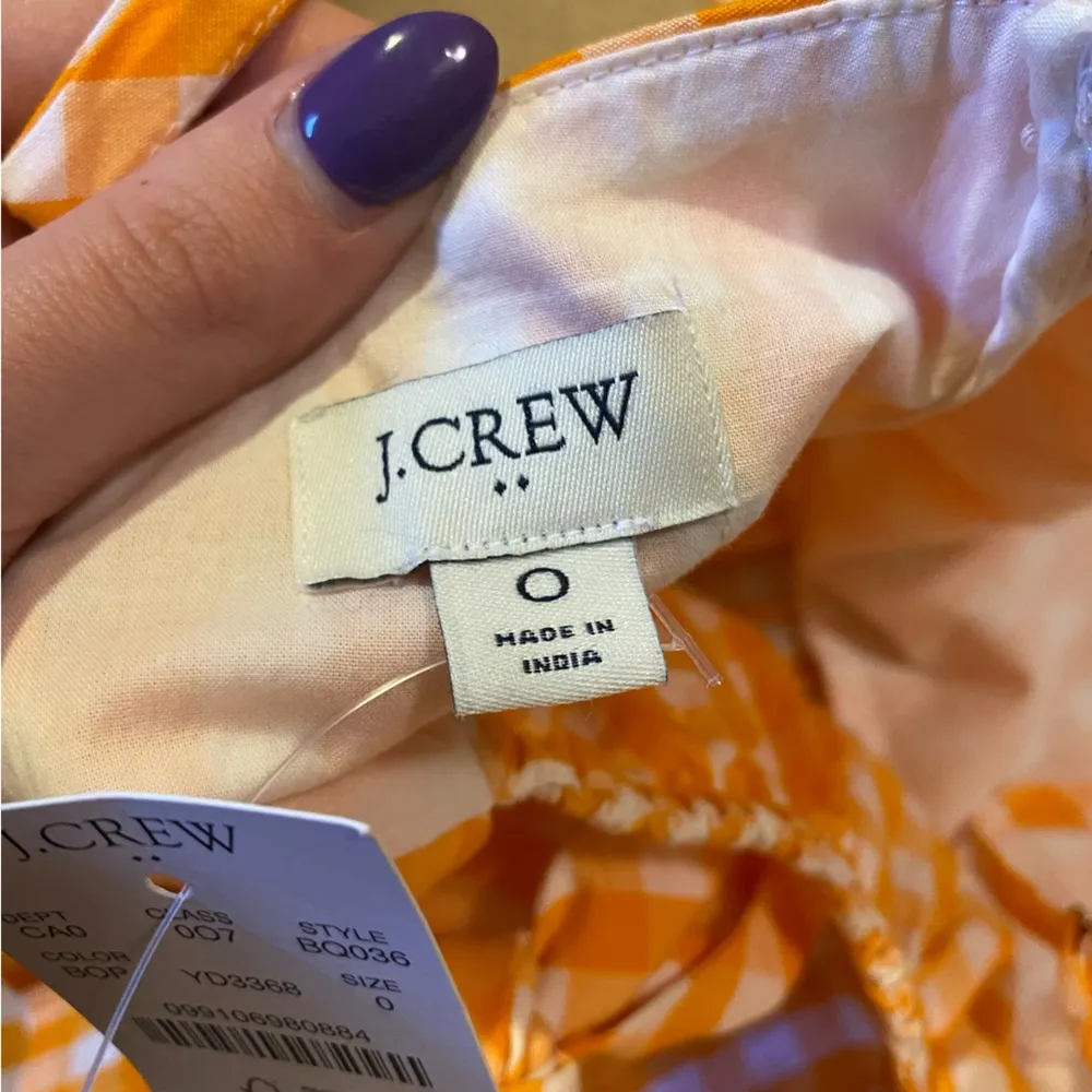 NWT J.Crew Orange White plaid gingham strappy tie back tank top - Image 3