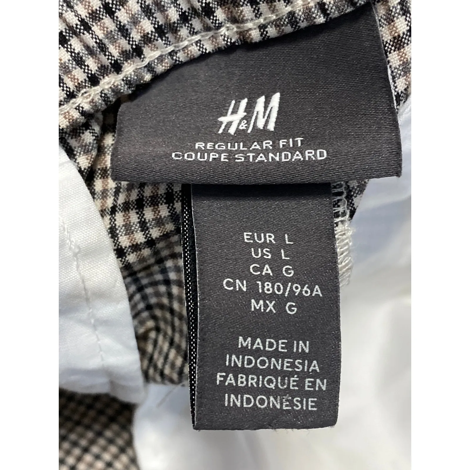 H&M Cream Plaid Checkered High Rise Drawstring Skinny Ankle Trousers Pants Sz L - Image 4