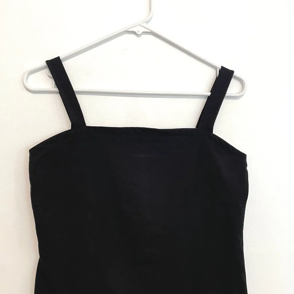 NEW NWT VINTAGE VTG ANN TAYLOR Solid Black Square Neck Cotton Crop Top Tank Top - Image 2