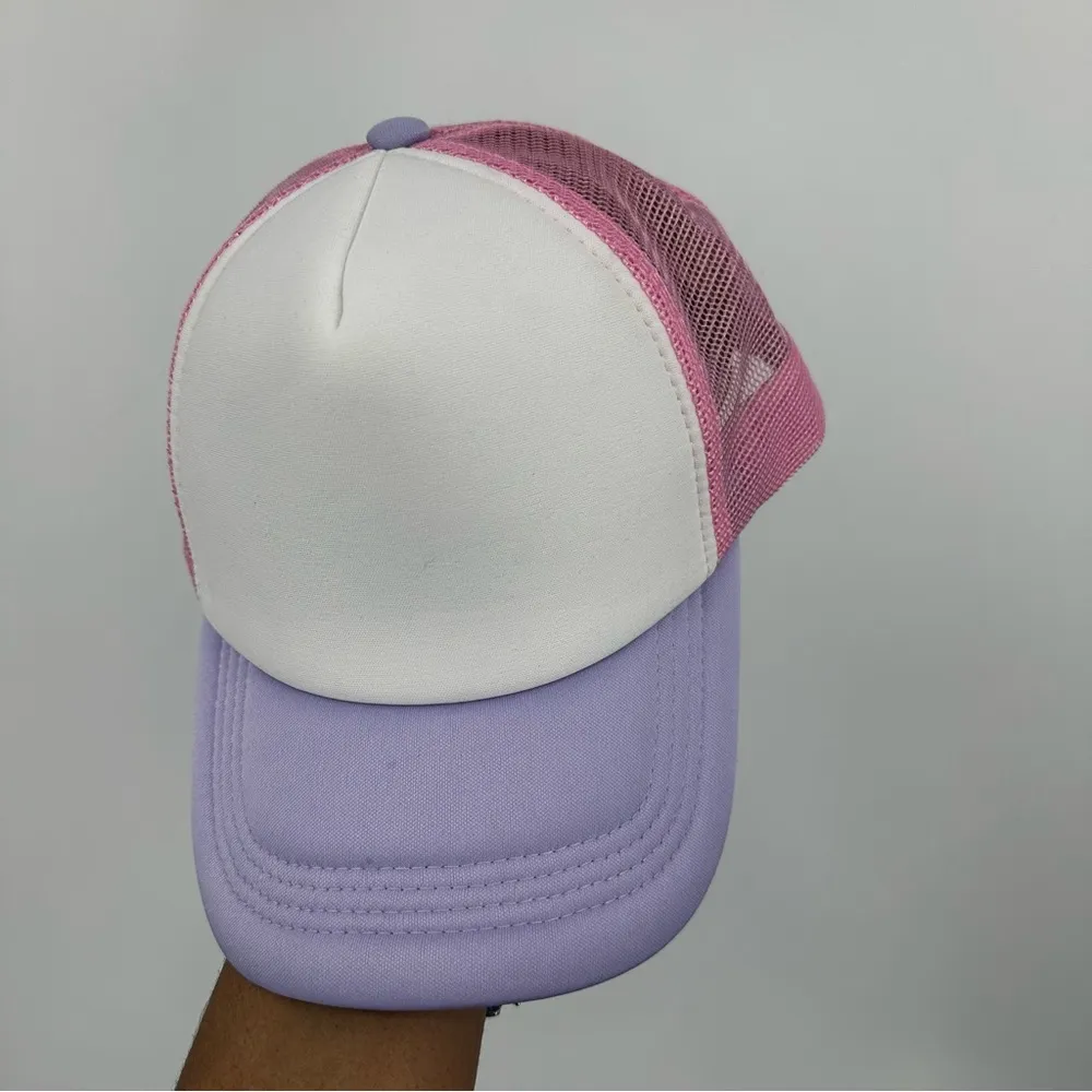 White And Pink Trucker Hat For Patches OS - Image 2