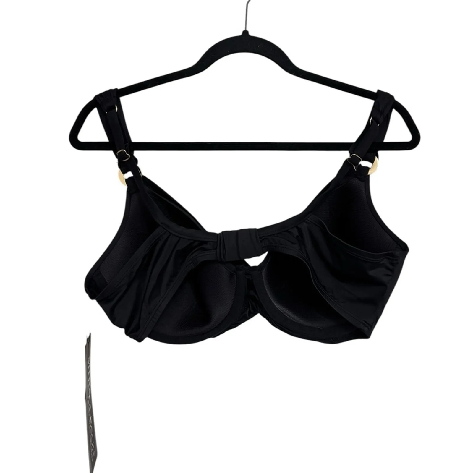 NWT Miraclesuit Solid Plunge Bikini Top in Black - Size 36DD - Image 4