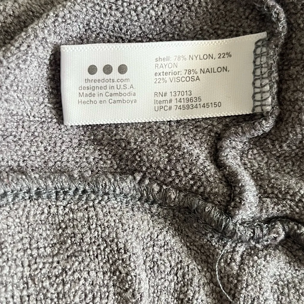 Three Dots Women’s Gray Crew Neck Pullover Sweater Tie Bottom Size Medium - Image 4