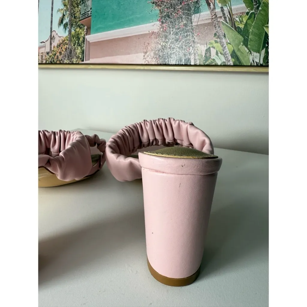Ego Light Pink Faux Leather Scrunch Strap Block Heel Mules Sandals Slides Sz 11 - Image 6