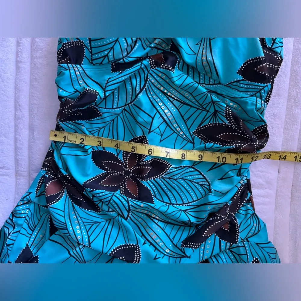 CEEB Womans 14 One Piece Swimsuit MissingRemovable Straps Teal & Purple Pattern Blue - Image 5