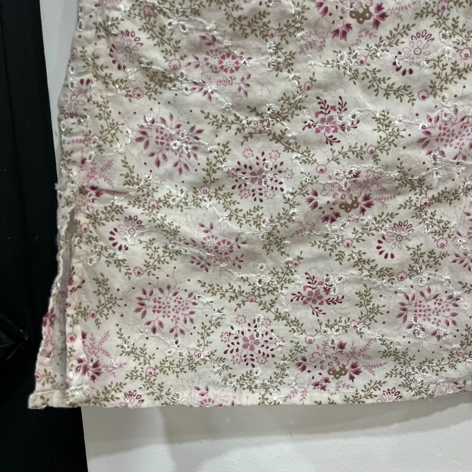 Y2K Fairy Cottagecore Longsleeve Eyelet Lace Up Top Embroidery Size Small - Image 5