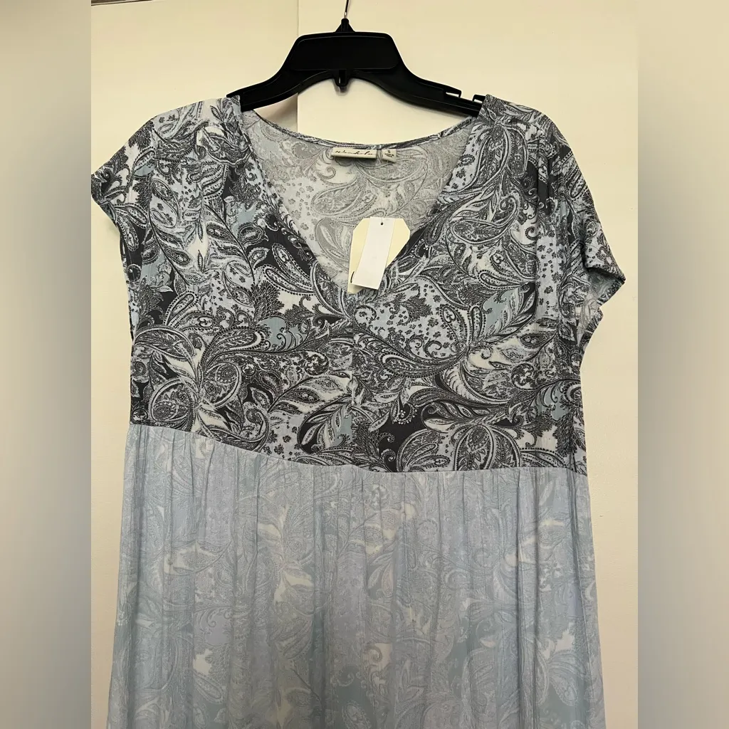 Wonderly  Tiered Blue Paisley Maxi Dress‎ Small boho - Image 2