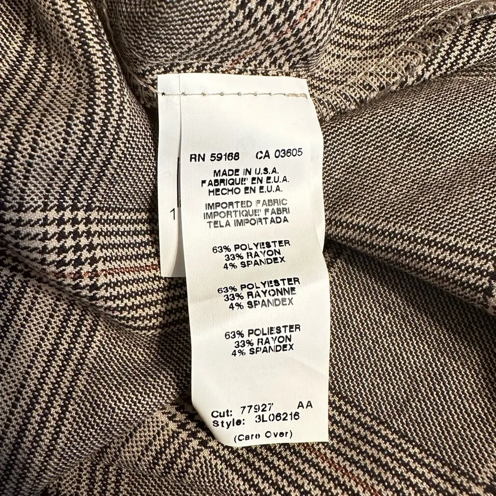 Karen Kane Bias Cut Glen Plaid Skirt Tan Brown size Large Elastic Waist Pull On - Image 11