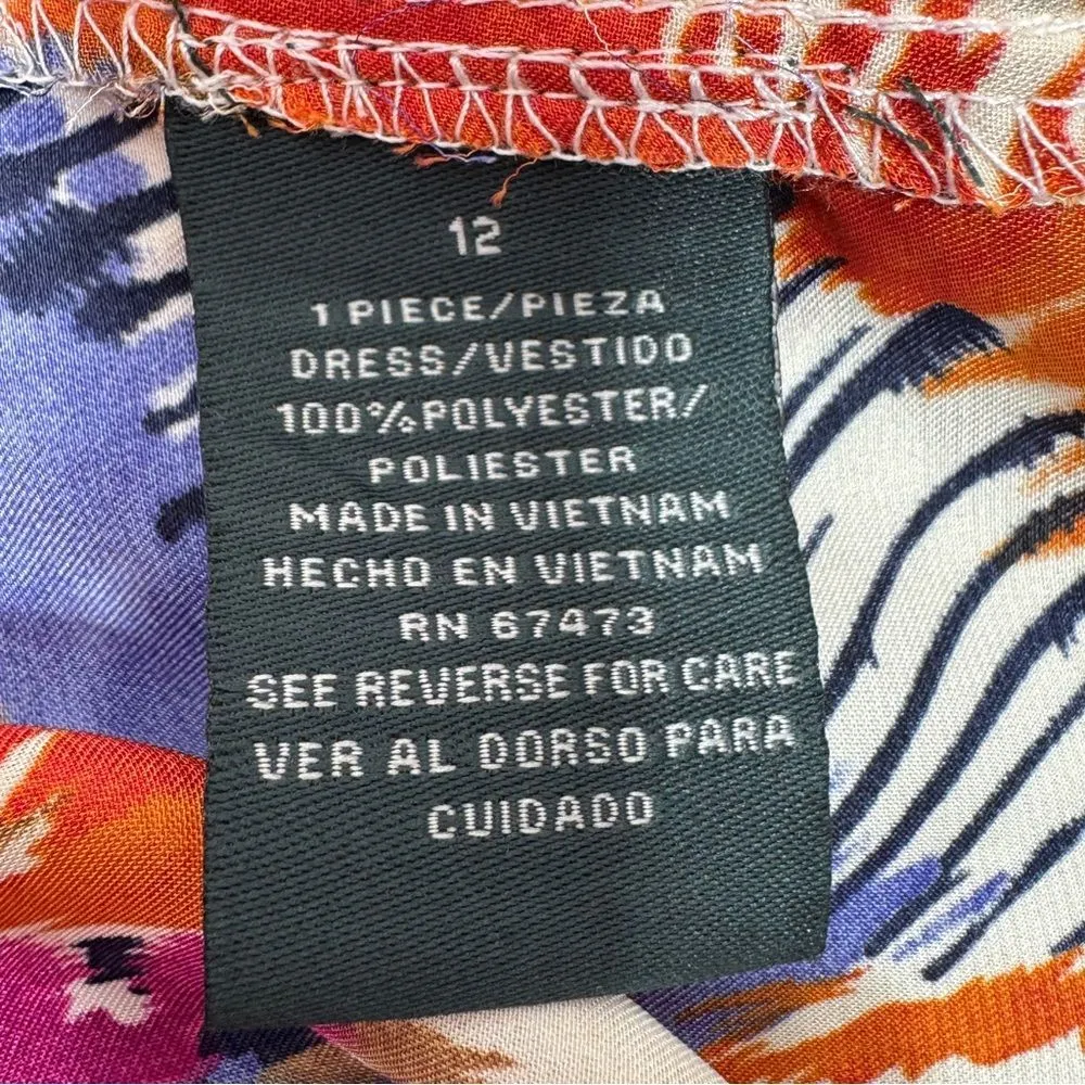 Gabby Skye Printed Satin Butterfly Sleeve‎ Elastic Waist Dress Multicolor 12 - Image 10