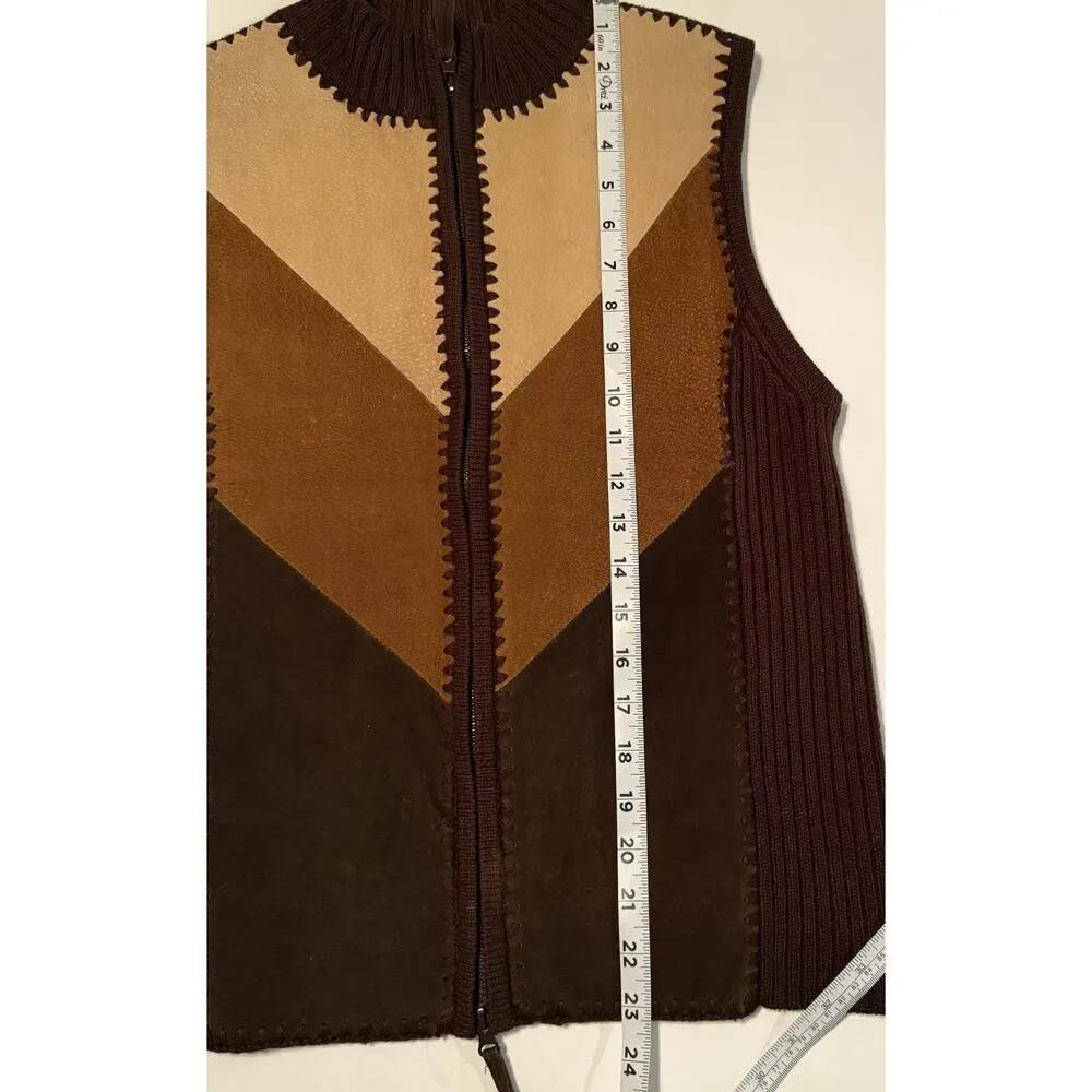 Designer Studio Originals Vest Womens MED Genuine Leather Rodeo Western Cowgirl Brown - Image 9