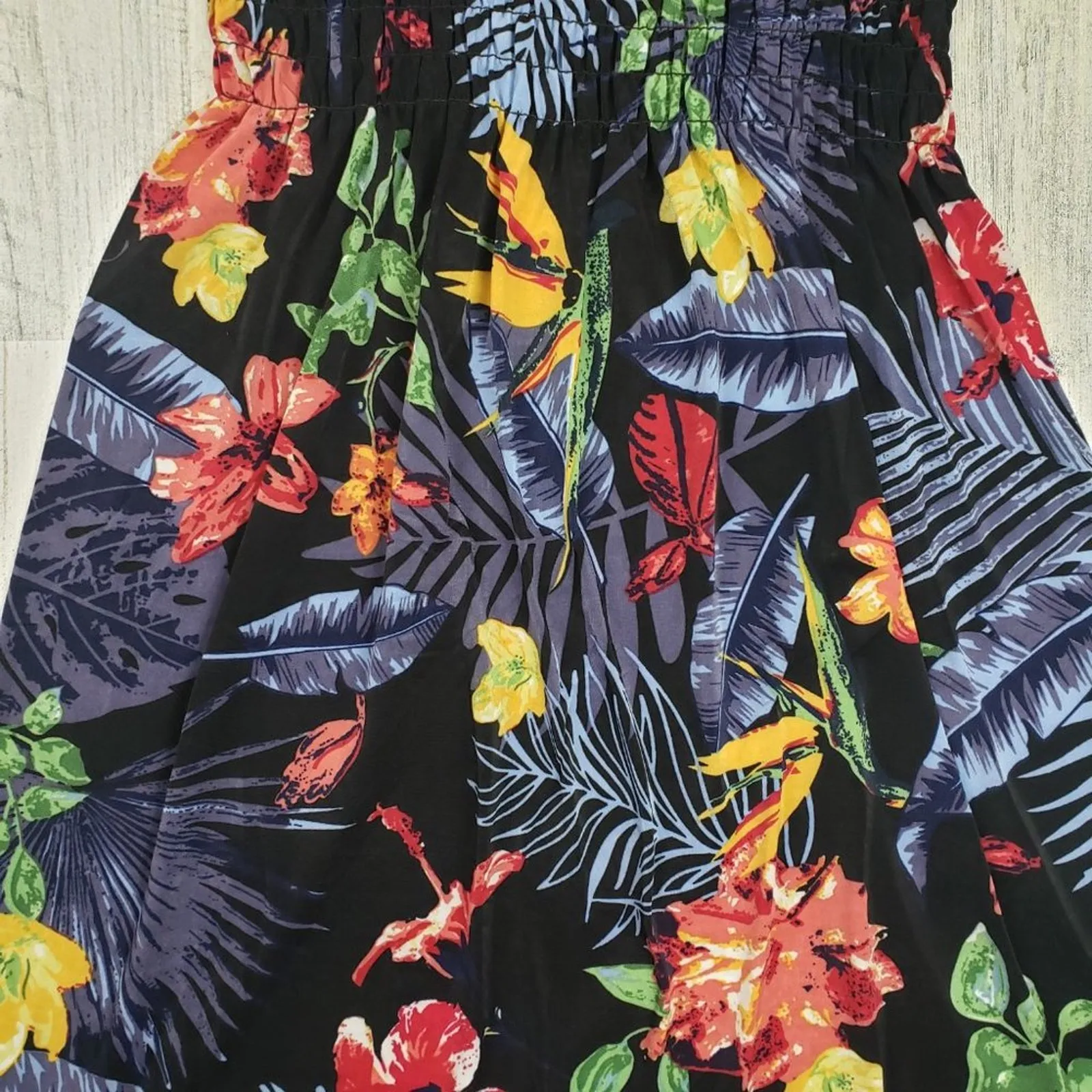 NWT Ace Fashions Black Tropical Floral Smocked Sundress Women’s Size Small - Image 8
