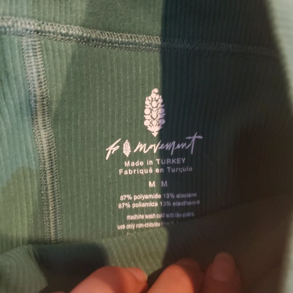 Fp Movement By Free People Green Women's Ribbed Shorts Size Medium High Waited - Image 2