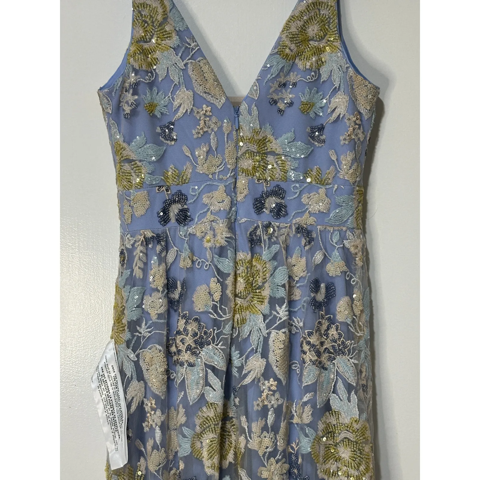 Dress The Population Samira Embellished Chiffon Gown Sky Multi Size Medium NWT - Image 13